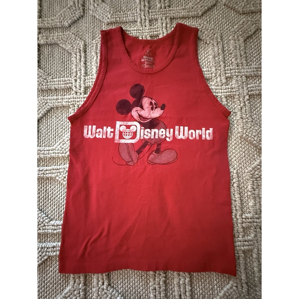Disney Parks Tank Top Red Vintage Look Hanes Mens Size Small Walt Disney World